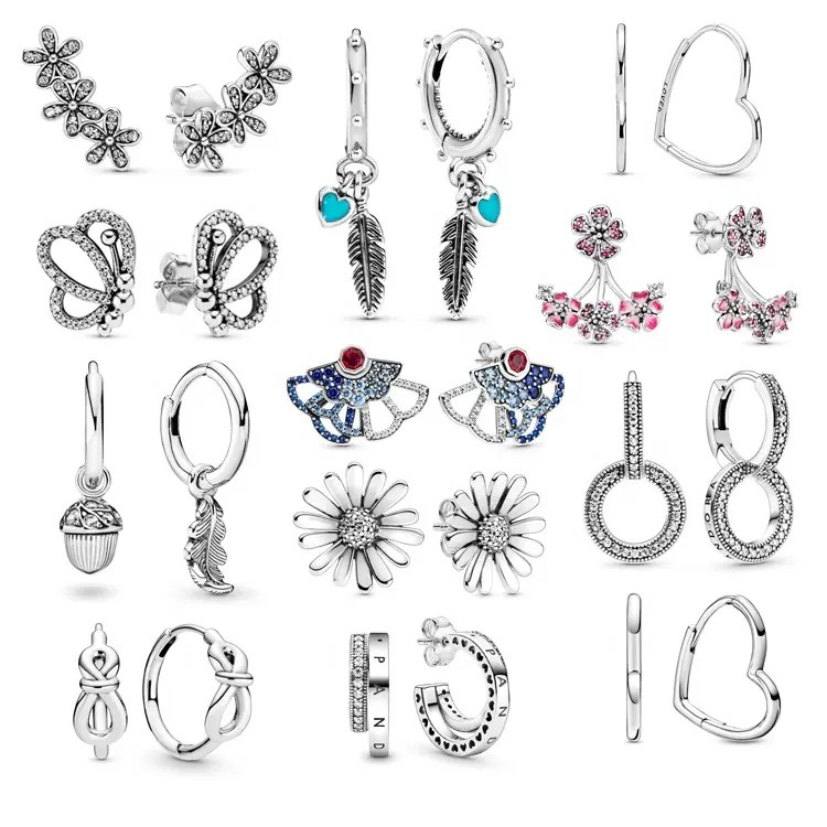 Wholesale price 925 sterling silver daisy earrings, feathers, can be used with lovely butterfly earrings