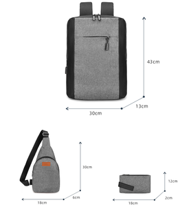 Conjunto de mochila para ordenador portátil de 3 piezas, duradera, informal, de gran capacidad, con cierre de cremallera impermeable, forro de poliéster - Product Image 4