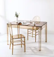 Домашняя мебель, современный минималистичный Прямоугольный Прозрачный Акриловый Обеденный стол 120 см из закаленного стекла с пластиковой основой