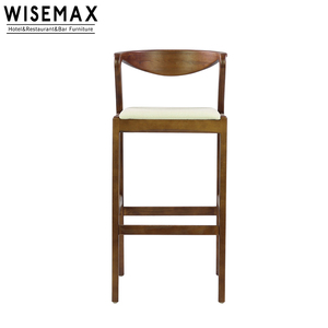 WISMAX Furniture Modern Minimalist Fashion Solid Wood <strong>Bar</strong> Chair Leather <strong>Wooden</strong> <strong>Bar</strong> <strong>Stool</strong> <strong>with</strong> <strong>Backs</strong> for Home Living Room - Product Image 2