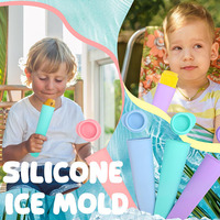 Ensemble de 8 moules à glaces en silicone colorés avec quatre couleurs, tubes à glaces réutilisables pour enfants et familles