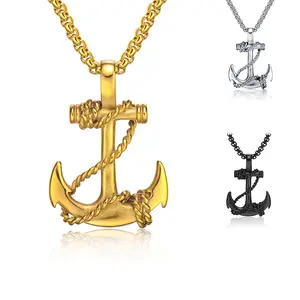 Wholesale Retro Necklace Personality Fashion Caribbean Pirate Ship Anchor Men's Chain Necklace