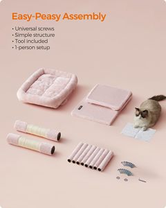 ต้นไม้แมวสตาร์มูน, คอนโดแมวบุผ้ากำมะหยี่สำหรับแมวที่มีน้ำหนักไม่เกิน 16 ปอนด์, เสาข่วนเล็บ, สีชมพู - Product Image 6