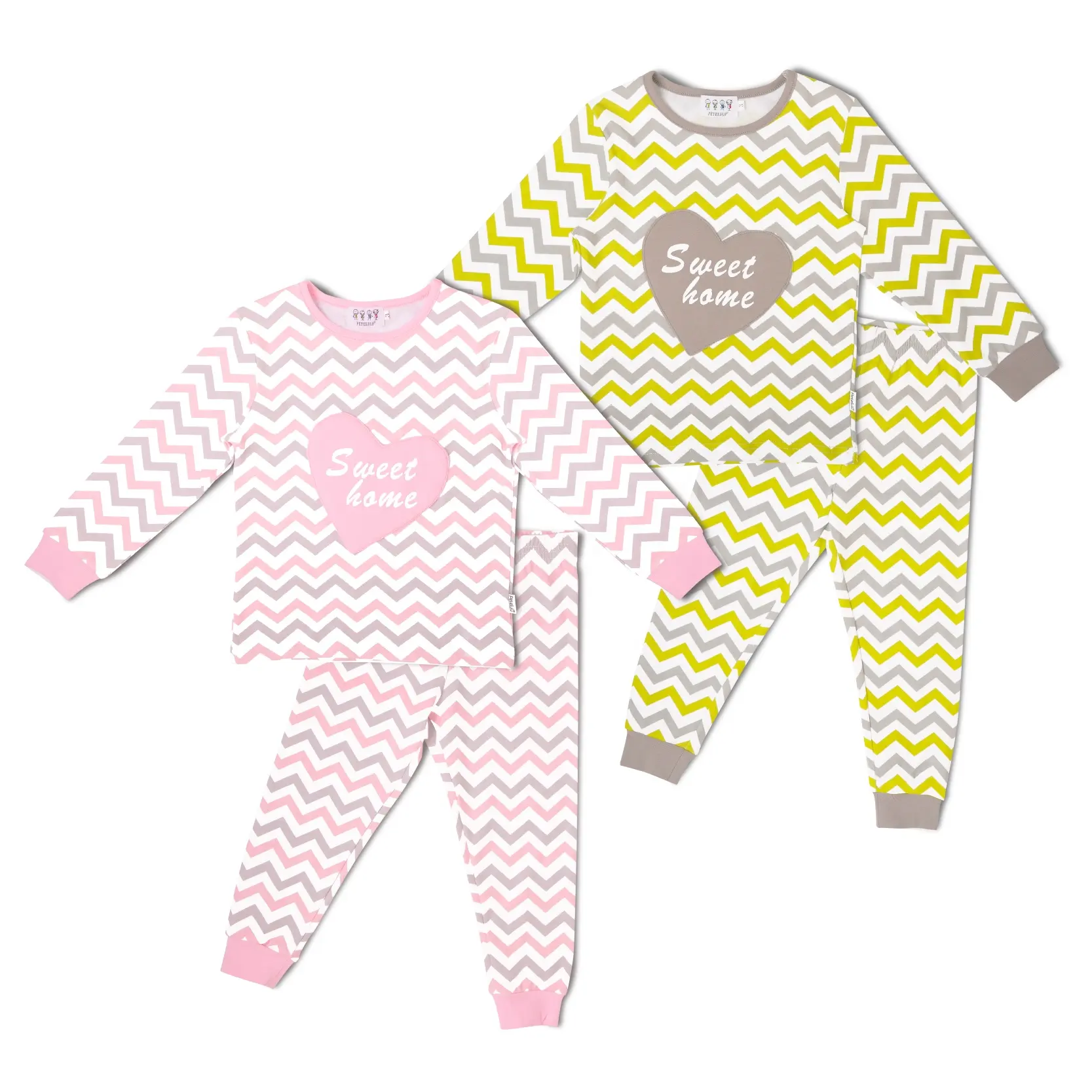 Petelulu Kids sleepwear set cotton wholesale children's pajamas unique fashion sweat heart kids pajamas