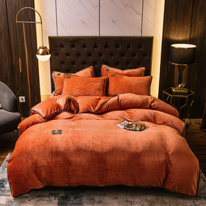 Mềm Nhung Tấm Ga Giường Bộ Đồ Giường Thiết Lập Cho Mùa Đông, Sang Trọng Chăn Comforter Duvet 4Pcs Bộ Đồ Giường Bộ Bộ Sưu Tập - Product Image 5