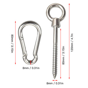 Eda M8 Spring Hook Set 304 Stainless Steel <b>Hammock</b> Hanging Hardware Outdoor Furniture Suspension Kit - Product Image 3