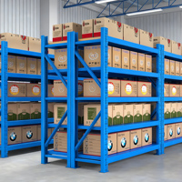 Étagères empilables en métal sans boulons, 4 niveaux, rayonnage en acier pour entrepôt, rayonnage de stockage pour garage, certifié CE, étagères en acier réglables