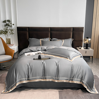 Parure de lit moderne pour chambre d'hôtel, housse de couette en satin de coton rayé, écologique, 200 fils/cm²