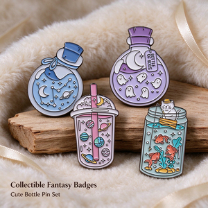Badges en métal émaillé mignons avec motifs fantômes, lunes, étoiles, planètes et océans pour les amateurs de fantaisie, cadeau et décoration - Product Image 5