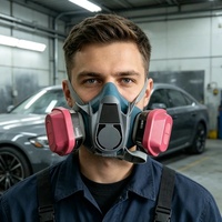 Masque respiratoire en silicone demi-visage prêt à l'emploi pour la peinture au pistolet, les produits chimiques, le travail du bois - Contre les vapeurs organiques, la poussière et les particules