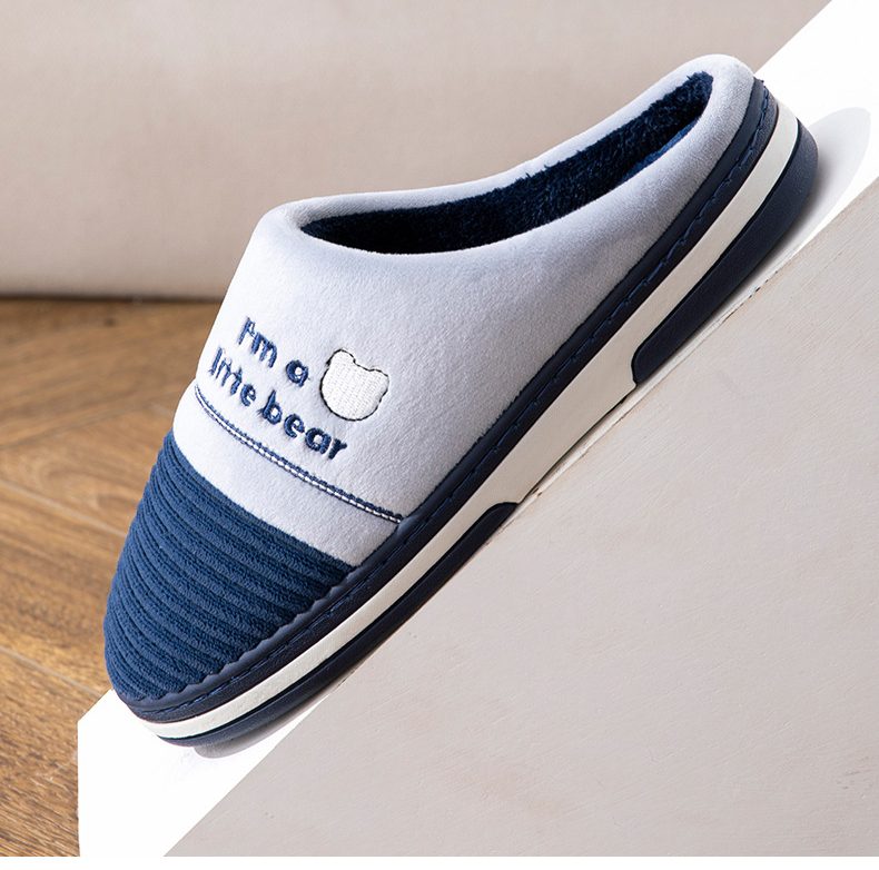 Winter Indoor Warm Home Slippers Couples Bedroom Soft Bottom Cotton Slippers