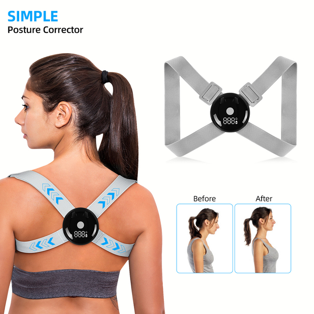 Wochuan LED Display Smart Vibration Reminder Adjustable Upper Back Brace Smart Posture Corrector for Men and Women