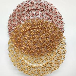 Luxo Sem Chumbo Ouro Rosa Pontos Carregador Placas De Vidro Modern Party Casamento Eventos Decoração Versátil Jantar Louça - Product Image 1