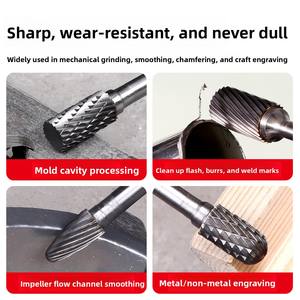 Đầu mài xoay đơn cắt hiệu suất cao, mũi khoan cacbua, mũi khoan cacbua vonfram siêu dài dùng cho kim loại - Product Image 5