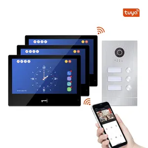 Interkom Aplikasi Video Android IOS 10 Inci Wifi, Sistem Interkom Bel Pintu Video dengan 3 Keluarga Multi Apartemen