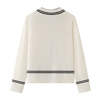 Nouvelle veste en tricot pour femme automne, bordure rayée, boutons dorés, avec poches, cardigan court amincissant à ouverture frontale 15a-4040