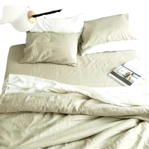 Parure de lit chic en patchwork blanc argenté avec broderie florale, housse de couette et drap-housse en coton à fibres longues pour lit King/Queen - Product Image 4