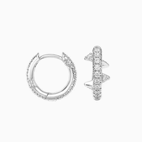 Boucles d'oreilles tendance en argent S925 plaqué rhodium, serties de diamants de laboratoire taille brillant rond de 2,4 mm, certifiés IGI, pour femme