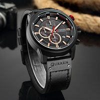 Reloj de cuarzo clásico para hombre, correa de cuero genuino de alta calidad, cronógrafo, moda de negocios, reloj de cuarzo deportivo de lujo, CURREN 8291