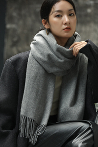 100% Pure <strong>Wool</strong> Scarf Women's Winter Long Thickened and Versatile Solid Color Large <strong>Shawl</strong> Warm Student Scarf - Product Image 4