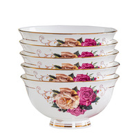 Bols et assiettes en céramique Golden Peony Series Cadeaux de mariage pour la maison Assiettes et assiettes en céramique Personnalisation en gros