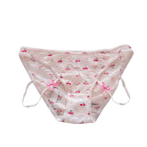 Tanga de encaje con estampado de cerezas para mujer, estilo Pure Desire, serie para <span class=keywords><strong>chicas</strong></span>, ropa interior de talle bajo, cómoda, con cobertura de cadera y lazo. - Product Image 6