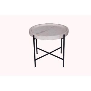 Mesa auxiliar SIDETABLE MARBL ETOP con acabado de mármol y hierro en blanco y negro, para apartamento, hotel, sala de estar. - Product Image 3