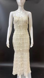 Women's Tiered Ruffle Maxi Dress - <b>Spaghetti</b> <b>Strap</b> Bow Detail Chiffon Evening Gown Dresses Womens Dress Fashion - Product Image 6