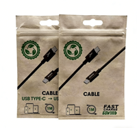 Fourniture de sacs en papier kraft autoportants avec fermeture éclair pour câbles de données, emballage biodégradable de qualité alimentaire pour accessoires de téléphonie mobile