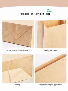 Sac en papier biodégradable et recyclable, esthétique et tendance, avec logo, sans <span class=keywords><strong>cordon</strong></span>, pour <span class=keywords><strong>boulangerie</strong></span>, pâtisserie, et restaurants de burgers (vente en gros) - Product Image 4