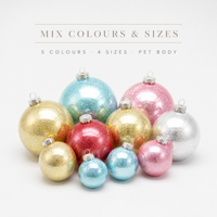 Boule de Noël décorative 6/7/8/10cm, ornée de paillettes, à suspendre, pour sapin de Noël, couleurs mélangées, avec capuchon électroplaqué, idéale comme cadeau ou décoration.