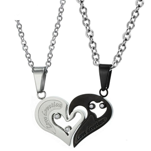 Edelstahl Kreuz Anhänger Halskette mit schwarzem Herz vergoldet Zirkonia Anhänger Paare Damen Valentinstag Geschenk - Product Image 1