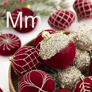 Nouveau produit transfrontalier rouge foncé vin rouge floqué arbre de Noël décoration boule pendentif PVC boule peinte irrégulière - Product Image 4