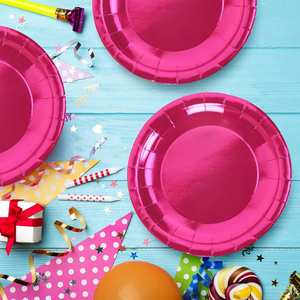 Assiettes <span class=keywords><strong>en</strong></span> papier Assiettes jetables Grandes rondes Vaisselle Décoration pour dessert Douche nuptiale Anniversaire de filles Fournitures de pique-nique - Product Image 4