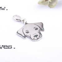 Pendentif chien loup en acier inoxydable, gravé au laser, plaque d'identification pour chien, chat, animal de compagnie, porte-clés, décoration de sac, personnalisable