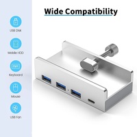 Lecteur de cartes multifonction Type-C 4-en-1 en alliage d'aluminium USB3.0 à clipser, pour ordinateur portable - Vente chaude
