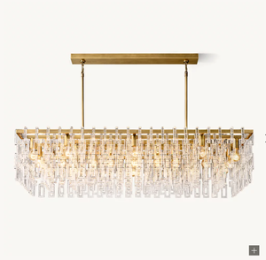 Lustre de luxe personnalisable salle à manger luminaires modernes lampe en cristal Marignan lustre rectangulaire Vente à chaud - Product Image 1