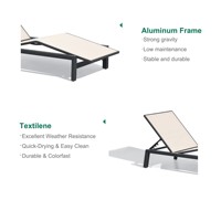 VEVOR Chaise longue moderne en tissu à dossier solide, réglable en 5 positions, pliable, entièrement inclinable, pour l'extérieur, la terrasse et la plage