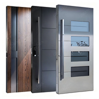 Porte d'entrée de sécurité en aluminium de style américain moderne, porte blindée en acier, porte d'entrée principale en bois massif pivotante pour maison