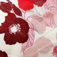 Tissu en lin 100% de haute qualité, grand motif floral rouge, technique de tissage respirante pour chemises, robes et nappes pour filles