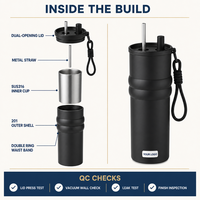 Gobelet isotherme sous vide en acier inoxydable 316, 700 ml, à double paroi, avec sangle de transport, design élégant pour femme, pour voiture, garde au chaud
