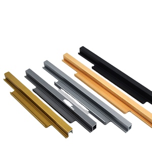 Wholesale GQK Hot Selling Modern Aluminum G Handle Gold <b>Silver</b> Pull Handles for Kitchen Cabinets Wardrobe <b>Drawer</b> Dresser Bedroom - Product Image 4