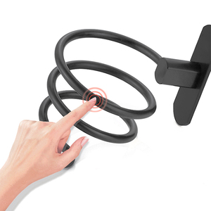Support <span class=keywords><strong>mural</strong></span> auto-adhésif en aluminium pour sèche-cheveux avec design en spirale et crochet en <span class=keywords><strong>fil</strong></span> métallique pour salle <span class=keywords><strong>de</strong></span> bain - Product Image 4