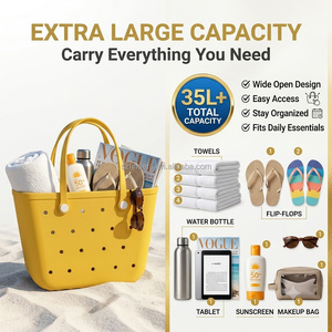 Sac fourre-tout en EVA personnalisé avec logo, imperméable, grande capacité, durable, lavable, en silicone creux, sac de plage en caoutchouc, vente en gros pour la plage - Product Image 3