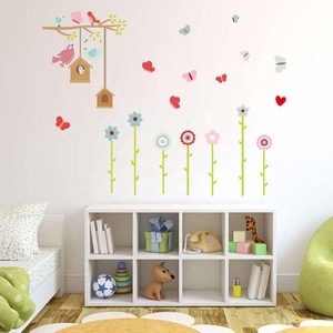 Commercio all'ingrosso decalcomanie da parete in PVC fiori albero uccelli farfalla cuore e fiori adesivi <span class=keywords><strong>murali</strong></span> per bambini - Product Image 2