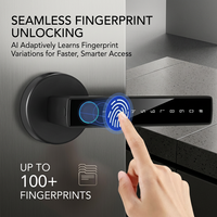 Serrure de porte intelligente numérique électrique à empreinte digitale avec carte mémoire, stockage cloud et contrôle par application pour portes en bois et en aluminium