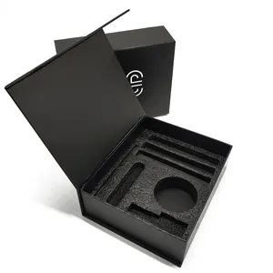 Caixa de papel de fechamento magnético, caixa de papel dobrável para presente com fechamento de espuma, embalagem de logotipo