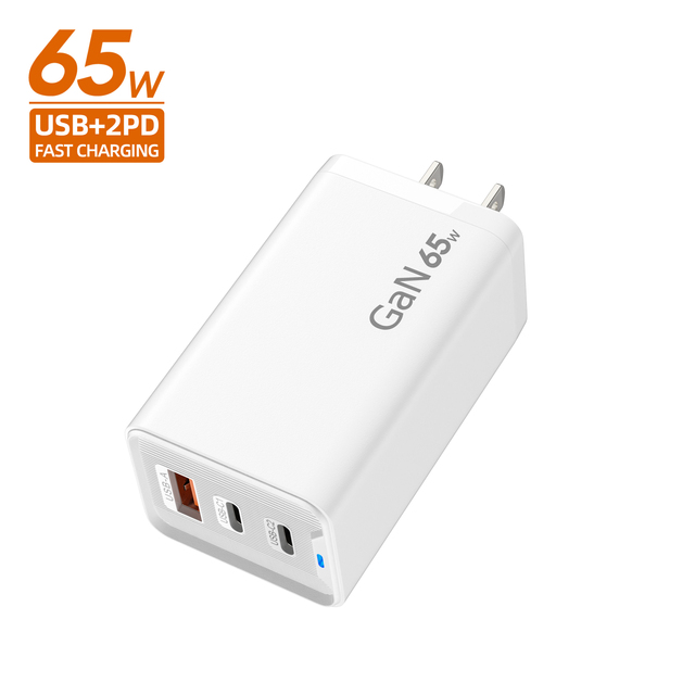 US 65W 3-Port (1 USB + 2 Type-C) USB PD Charger Quick Charge 3.0 5V/3A Output for Mobile Phones Camera Fireproof Desktop Socket