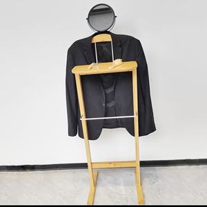 Nouvelle garde-robe en bois costume valet support vêtements <span class=keywords><strong>pantalon</strong></span> bar support grossiste hôtel bambou bois support cintre pour costume avec miroir - Product Image 5