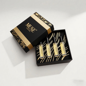 Juego de descubrimiento de Perfume de lujo de 10ml con tapa de aluminio caja de papel personalizada para mujeres/hombres botella de suero para el cuidado de la piel muestras forro de esponja - Product Image 5